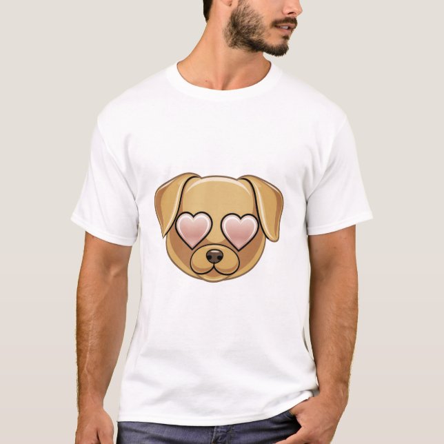 Camiseta Puppy Dog Face with Heart Eyes Emoji Cute Love  (Frente)
