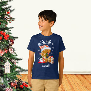 Camiseta Puppy Gingerpão de Natal - Letra G Boy