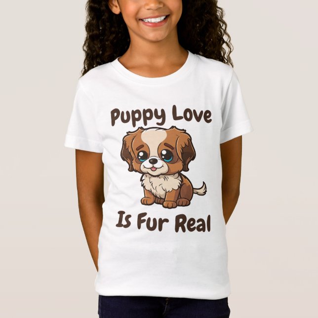 Camiseta Puppy Love é fur Real - Adorável Cão (Frente)