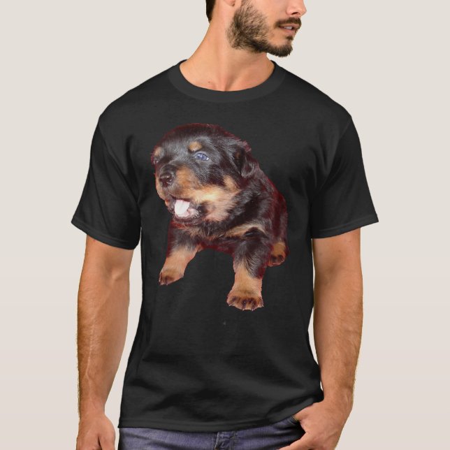 Camiseta Puppy Rottweiler Adorável Com Expressões De Descar (Frente)