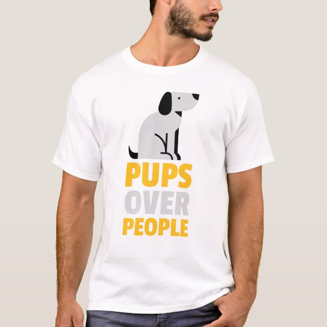 Camiseta "Pups Sobre Pessoas, Dia dos Cães (Frente)