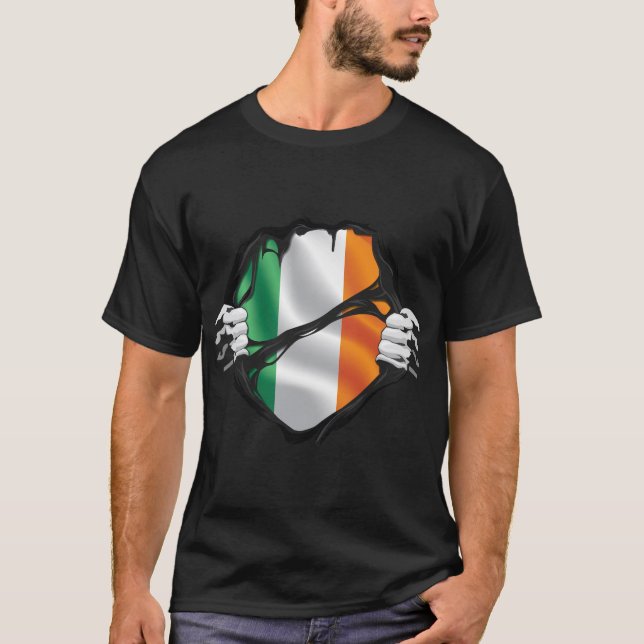 Camiseta Pura Raiz da Irlanda - Sinalizador Preto (Frente)