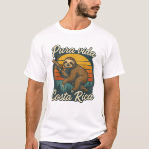 Camiseta Pura Vida Costa Rica Preguiça Pôr do Sol