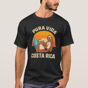 Camiseta Pura Vida Costa Rica Sloth Surfing Sleepy Summer V