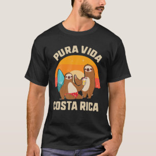 Camiseta Pura Vida Costa Rica Sloth Surfing Sleepy Summer V