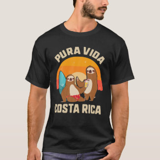 Camiseta Pura Vida Costa Rica Sloth Surfing Sleepy Summer V