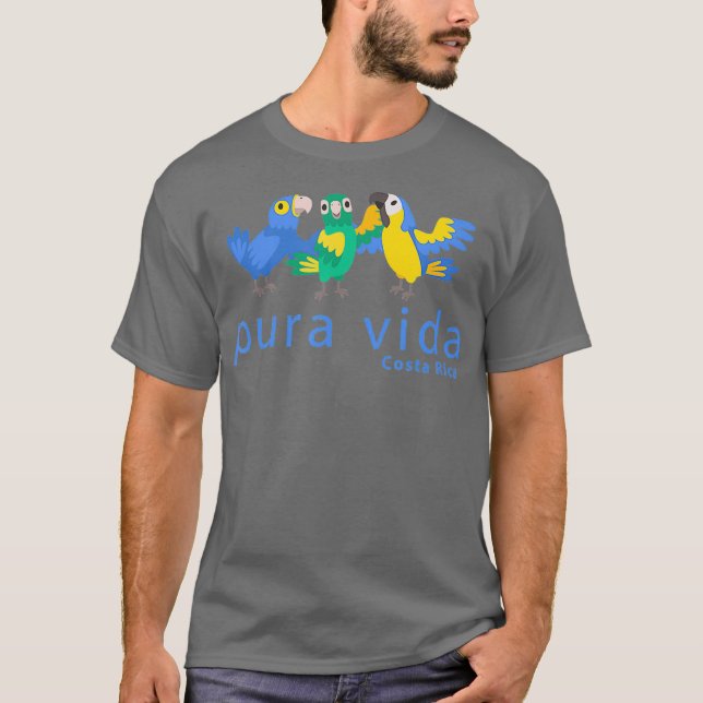 Camiseta Pura Vida Parrots Aves da Costa Rica (Frente)
