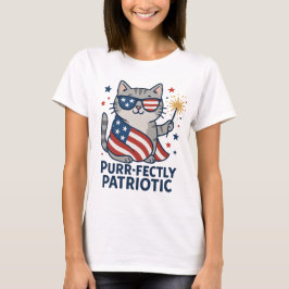 Camiseta Puramente Patriótico 4 de julho de Cat T-Shirt