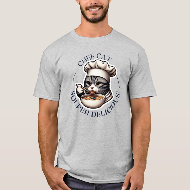 Camiseta Puramente Preparado: T-Shirt De Chef De Gato (Frente)