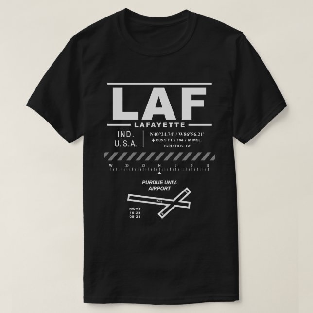 Camiseta Purdue Univ. Aeroporto LAF T-Shirt (Frente do Design)
