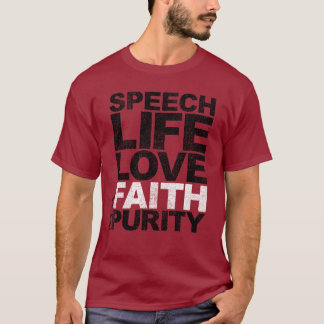 Camiseta Pureza da fé do amor da vida do discurso