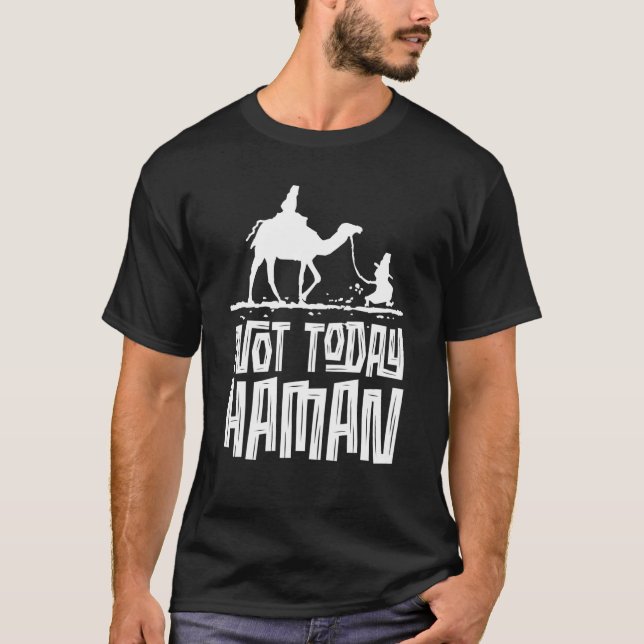 Camiseta Purim Judeu Humor Não Hoje Haman Costume Vestido U (Frente)