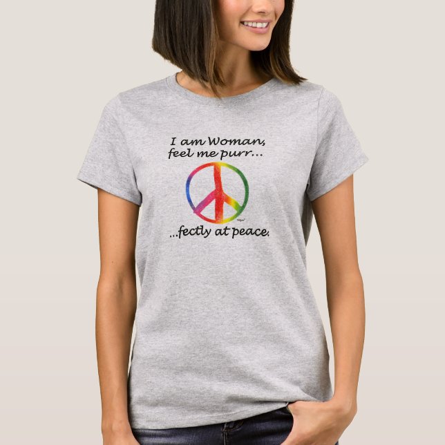 Camiseta Puro-fecundamente em Peace- BG Cat Theme T-Shirt (Frente)