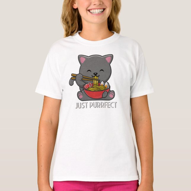 Camiseta Puro - T-Shirt Ramen Comendo Gato (Frente)