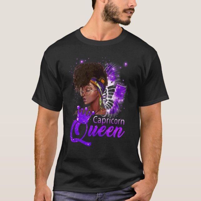 Camiseta Purple Capricorn Queen African American Woman Dec (Frente)
