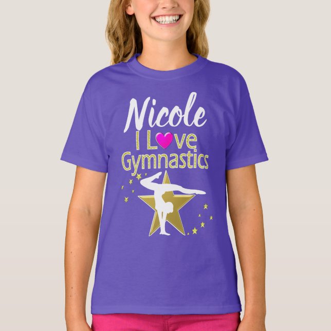 CAMISETA PURPLE E DOURADO EU AMO A DESIGN GINÁSTICA (Frente)