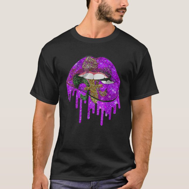Camiseta Purple Fleur De Is Lábios Engraçado Carnaval (Frente)
