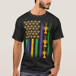 Camiseta Purple Green Yellow USA Flag Crawaddy Gord Mardi