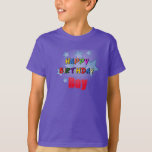 Camiseta Purple Happy Birthday Boy<br><div class="desc">Celebre em estilo com esta Camisa de T-Shirt Feliz Aniversário das Crianças em roxo vibrante! Projetada para conforto e diversão, esta camisa é perfeita para o fazer que a sua pequena se sente especial no seu grande dia. Apresentando uma carta ousada e um design festivo, é uma excelente escolha para...</div>