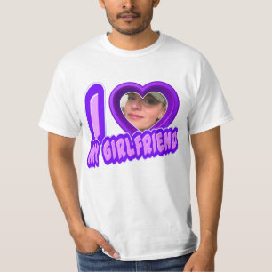 Camiseta Purple I Love My Namorada Foto Personalizada