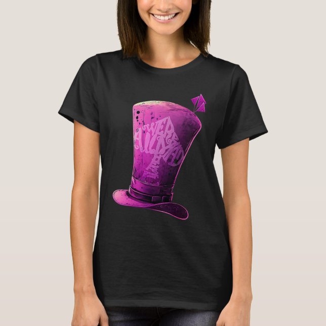 Camiseta Purple Mad Hatter  We're All Mad Here (Frente)