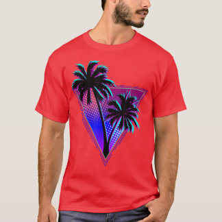 Camiseta Purple Midnight Retro Palm Tree Silhouette Design 