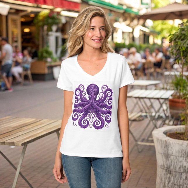Camiseta Purple Octopus Victorian Steampunk Kraken  (Criador carregado)