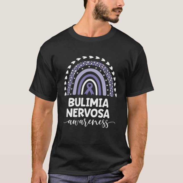 Camiseta Purple Rainbow Ribbon Love Support Bulimia Nervosa (Frente)