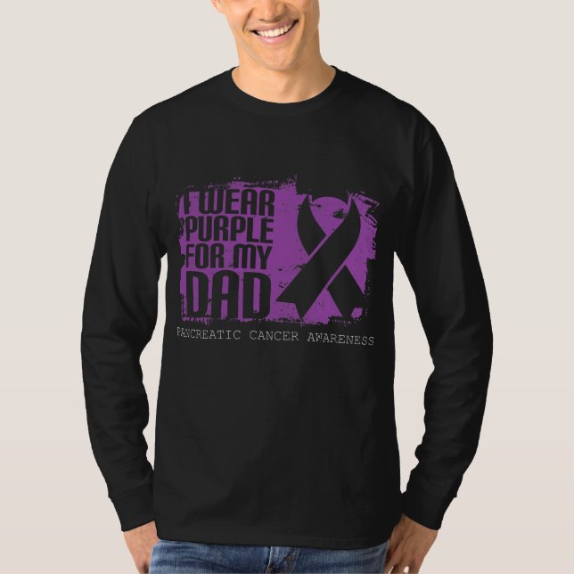 Camiseta Purple Ribbon Fighter Dad Pancreatic Cancer (Frente)
