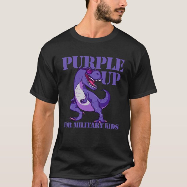 Camiseta Purple Up For Military Kids Rex Dinosaur Boys Purp (Frente)