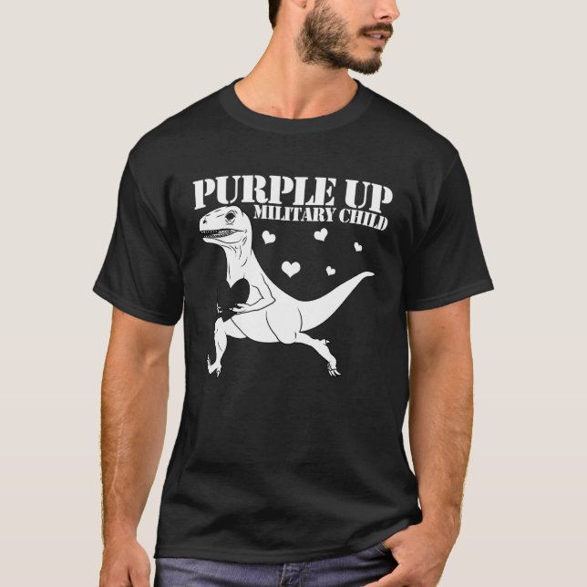 Camiseta Purple Up Military Child Raptor Dinosaur Boys Purp (Frente)