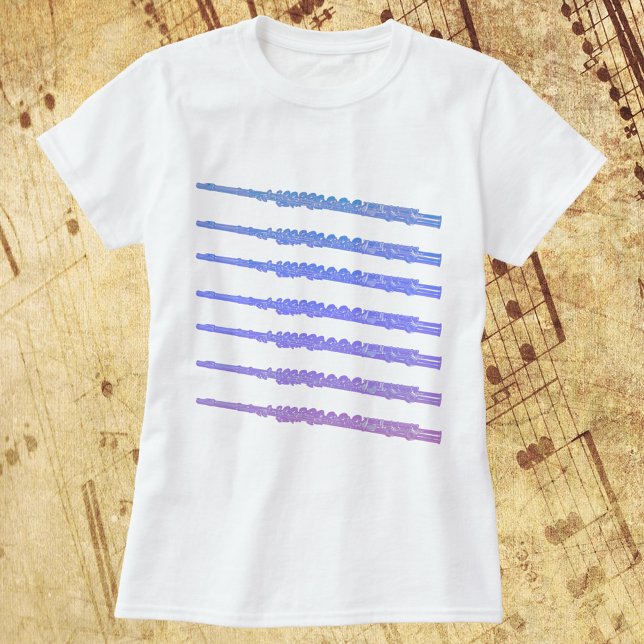 Camiseta Púrpura Cor-de-rosa azul (A fun shirt with a pattern of blue, pink and purple flutes.)