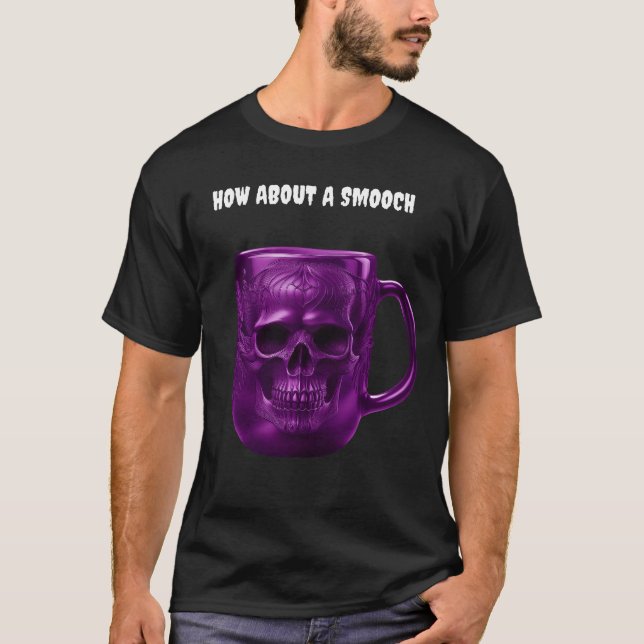 Camiseta Púrpura Crânio Quer Um Suco (Frente)