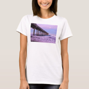 Camiseta Púrpura de madrugada sobre píer, Califórnia