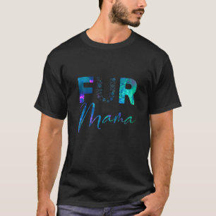Camiseta Púrpura de pele azul Pata de mamã imprimir coração