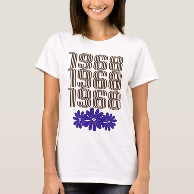 Camiseta Púrpura de Poder da Flor Hippie, Sinal de Paz de 1 (Frente)