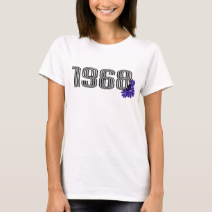 Camiseta Púrpura do Hippie do Sinal de Poder Flor 1968
