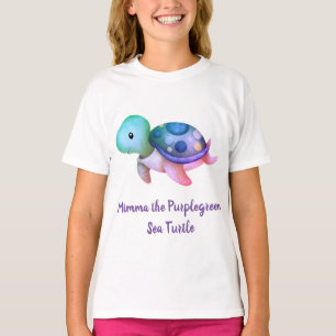 Camiseta Púrpura e Tartaruga Verde Enchida