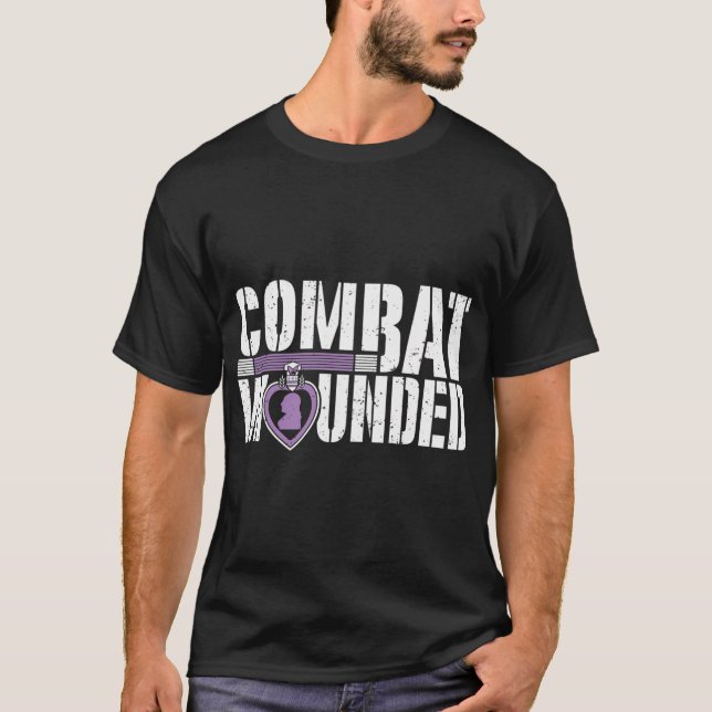Camiseta Púrpura Ele Combate Veterano Militar Soldado Ferid (Frente)