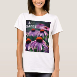 Camiseta Púrpura Flores de Cone Foto Feliz