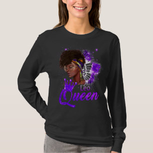 Camiseta Púrpura Leo Rainha Afro-Americana Julho Ago