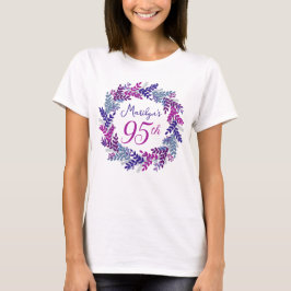 Camiseta Púrpura rosa Elegante Monograma 95. º Aniversário