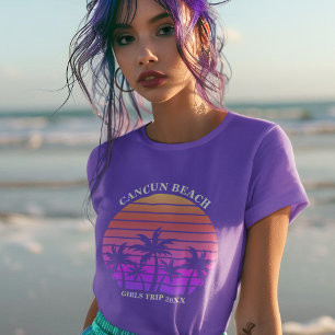Camiseta Púrpura Tropical de Palmeira Tropical de Praia Cut