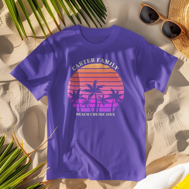 Camiseta Púrpura Tropical de Palmeira Tropical de Praia Cut (Criador carregado)