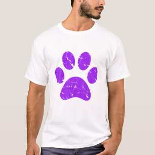 Camiseta Púrpura Vintage Paw Imprime Cachorro Novidade T Ca