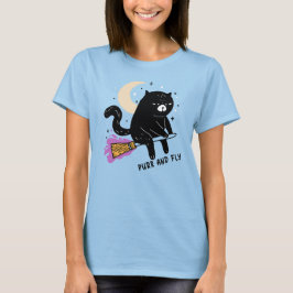 Camiseta Purr and Fly Cat em uma vara de vassoura no Hallow