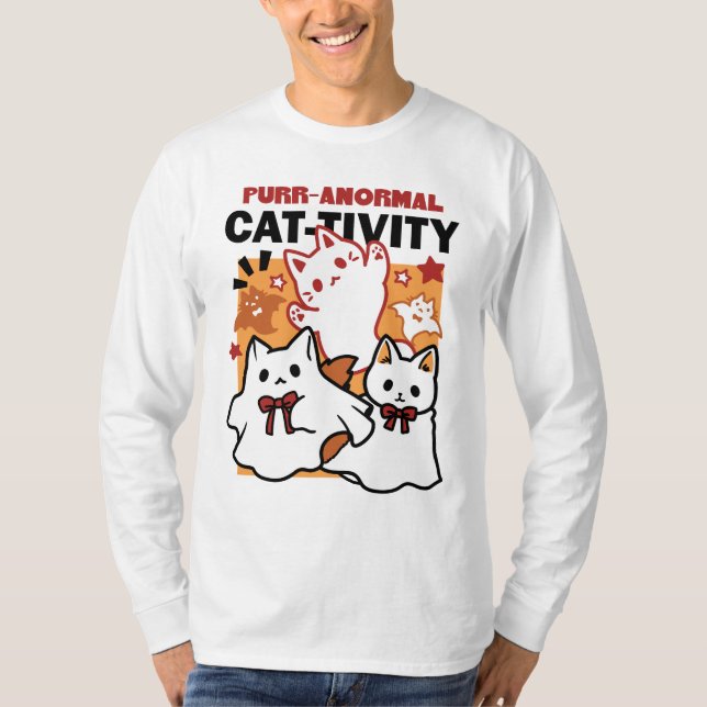 Camiseta Purr-anormal Cat-tivity Fogueira de Halloween Desi (Frente)