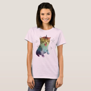 Camiseta Purr do orgulho do arco-íris de Caticorn do rosa