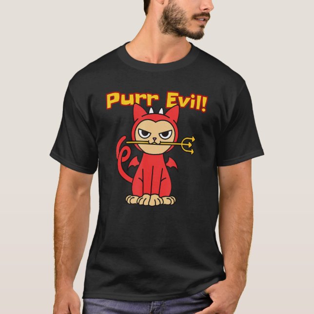 Camiseta Purr Evil I Love Cats  & Cute Devil Cat (Frente)