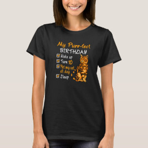 Camiseta Purr Fect Birthday Pet My Cat 10 Anos